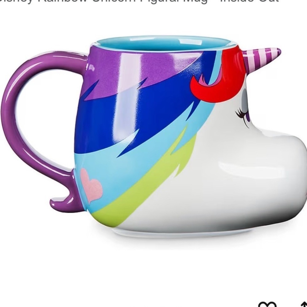 NIB Disney‎ Unicorn Mug Rainbow Mane Horn Cute Face Purple Handle OLDSTOCK